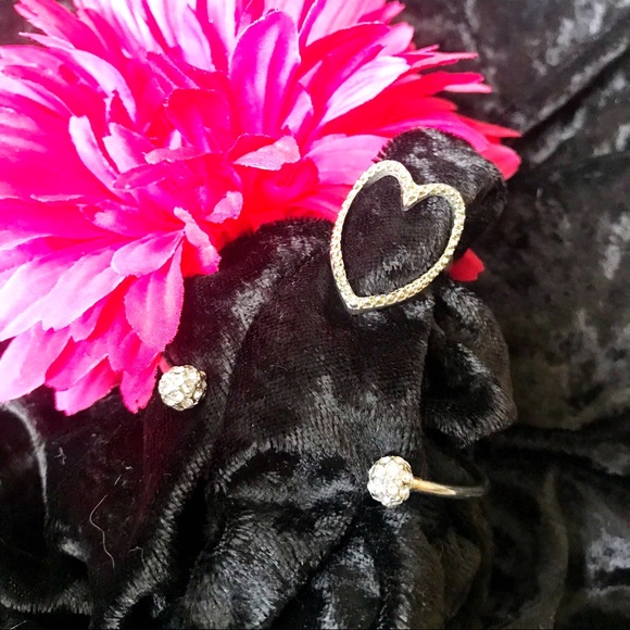 Rhinestone Heart and Bangle Jewelry Set - Picture 2 of 8